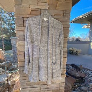 White and Warren Grey Linen Cardigan